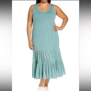 Calson Mixed Media Drop Waist Midi Dress